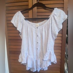 We The Free Lavender Ruffled Blouse